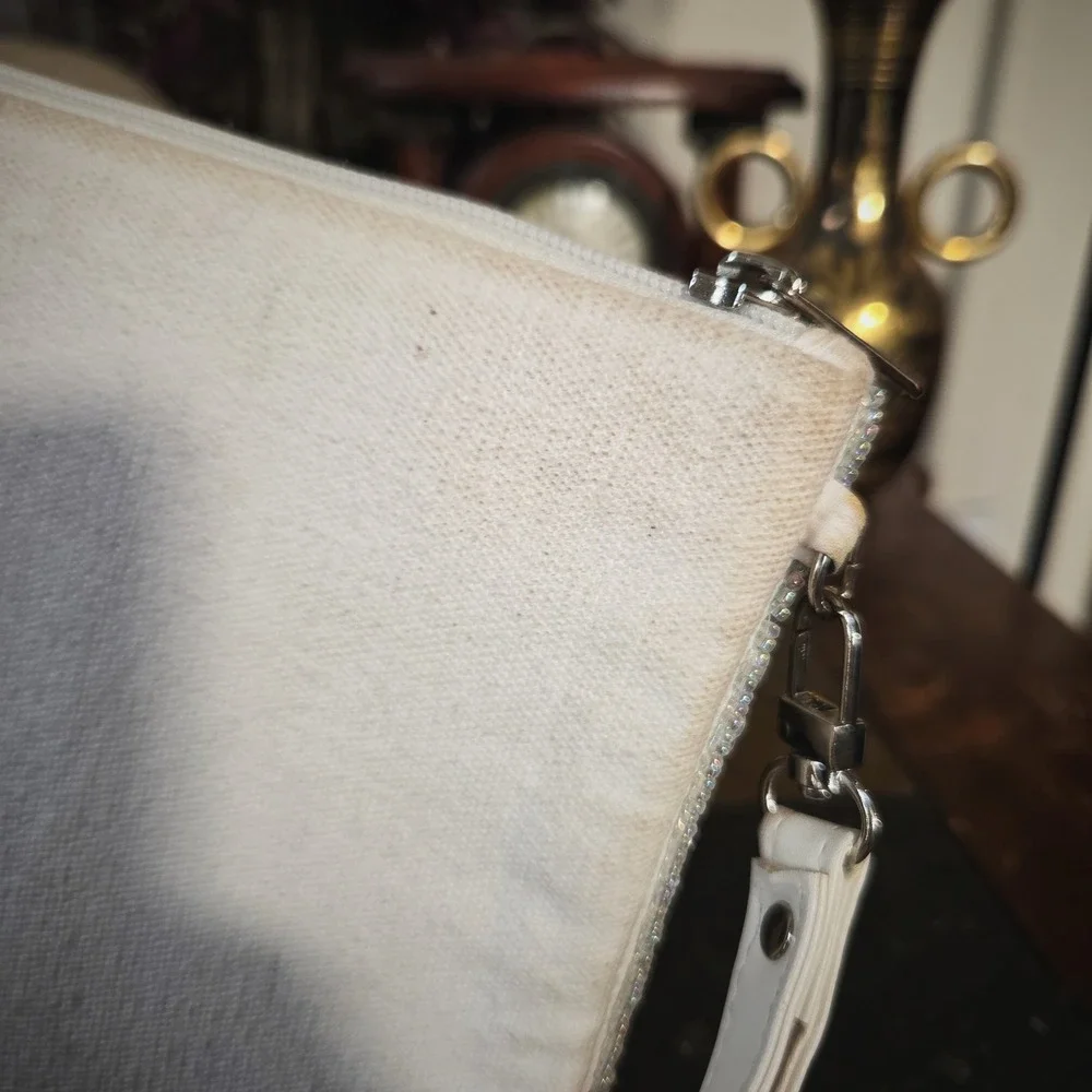 Giddy Up Glamour Wristlet Clutch White Sequin Red Heart Western Glam Bag Pouch